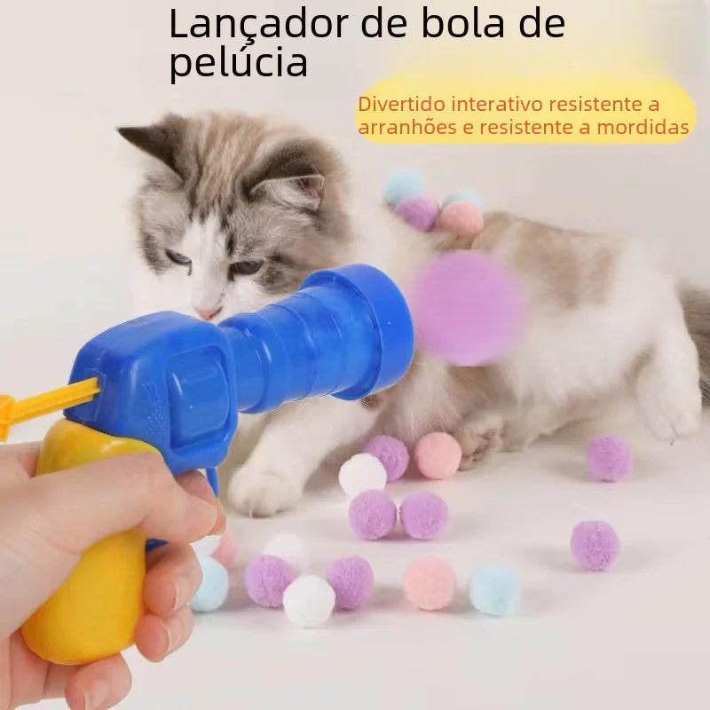 Interactive Cat Toy with Plush Ball Launcher