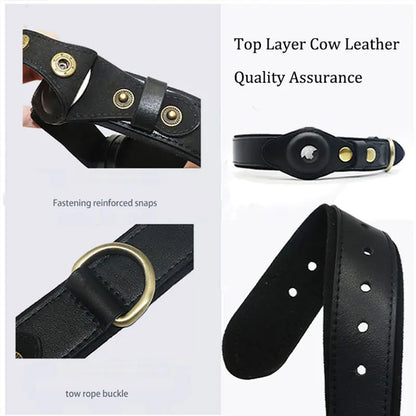 Genuine Leather Cat/dog Collar with Locator Tracker for Pets