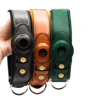 Genuine Leather Cat/dog Collar with Locator Tracker for Pets