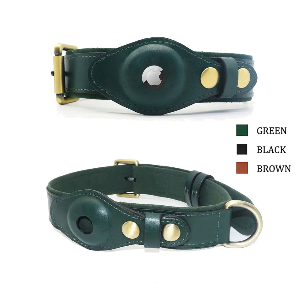Genuine Leather Cat/dog Collar with Locator Tracker for Pets