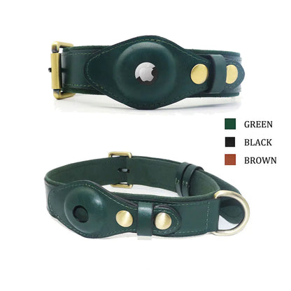 Genuine Leather Cat/dog Collar with Locator Tracker for Pets