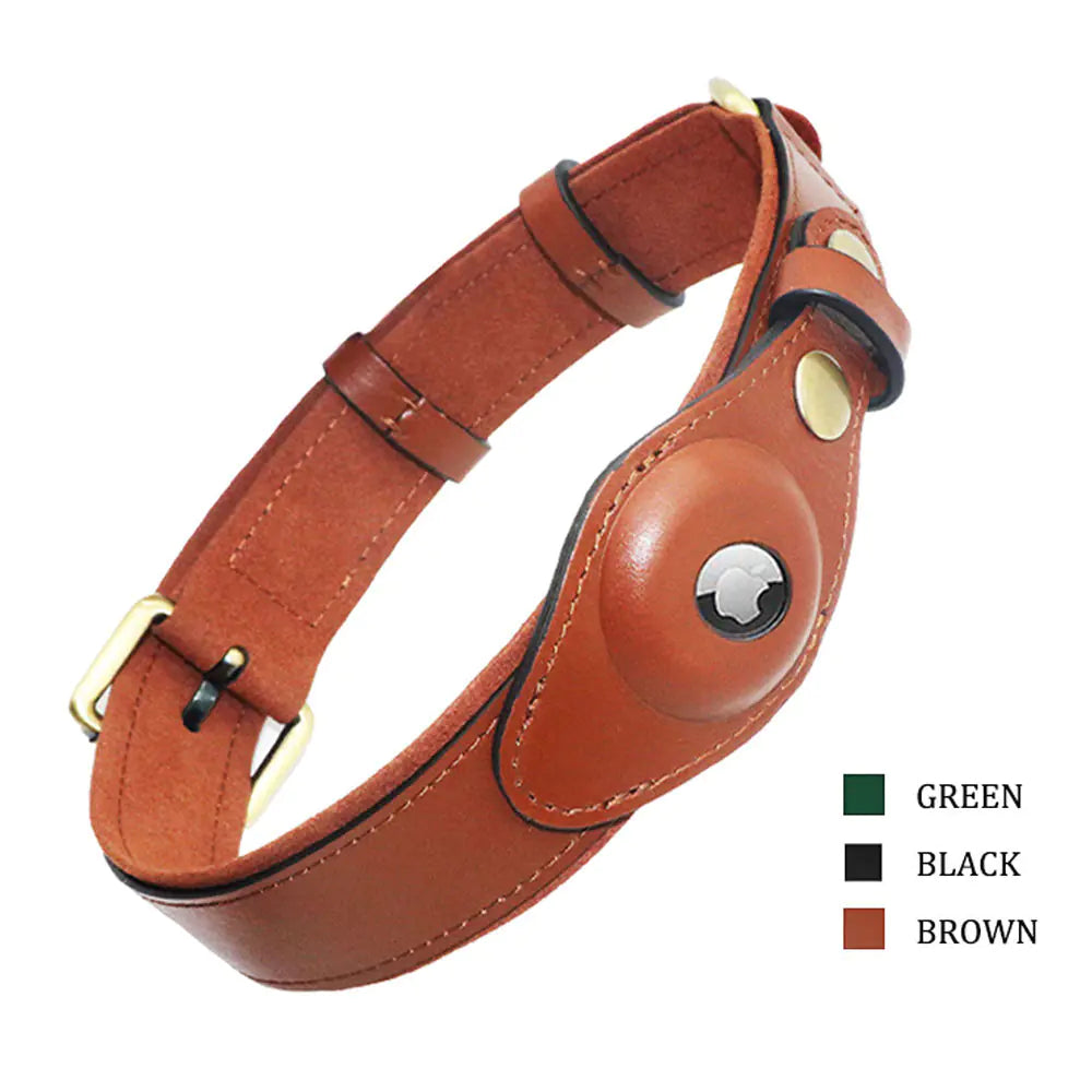 Genuine Leather Cat/dog Collar with Locator Tracker for Pets