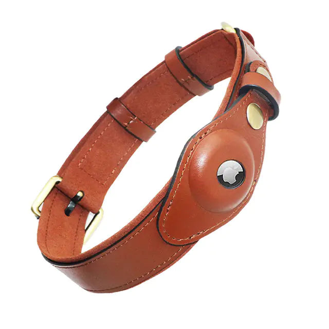 Genuine Leather Cat/dog Collar with Locator Tracker for Pets