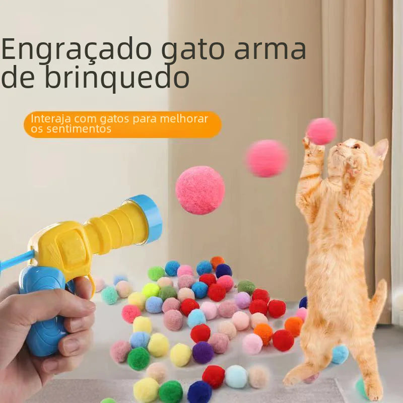 Interactive Cat Toy with Plush Ball Launcher